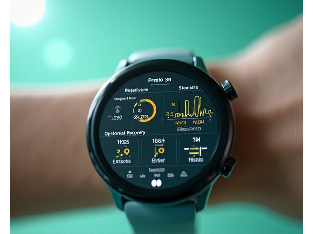 A depiction of body recovery metrics on a wearable device, showing improved readiness in a serene, post-workout context.